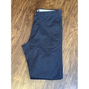 Lands End Men’s Black Dress Pants Size 32 Straight Fit Flat Front 100% Cotton
